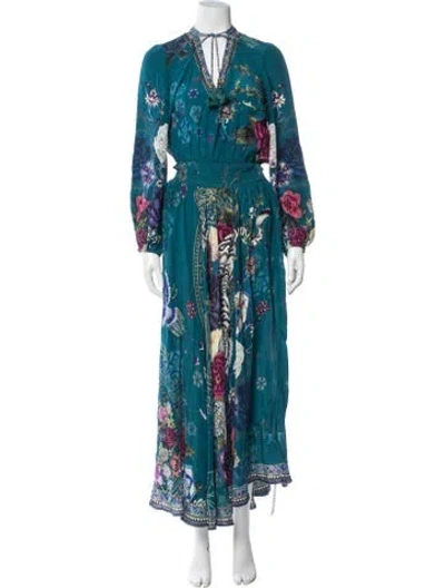 Pre-owned Camilla Silk Long Dress In Blue