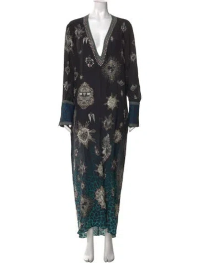 Pre-owned Camilla Silk Long Dress In Blue