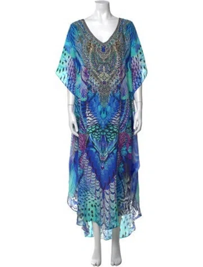 Pre-owned Camilla Silk Long Dress In Blue
