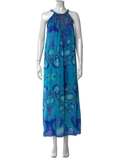 Pre-owned Camilla Silk Long Dress In Blue