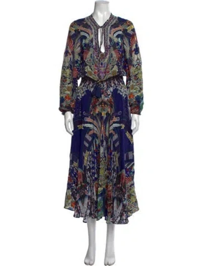 Pre-owned Camilla Silk Long Dress In Blue