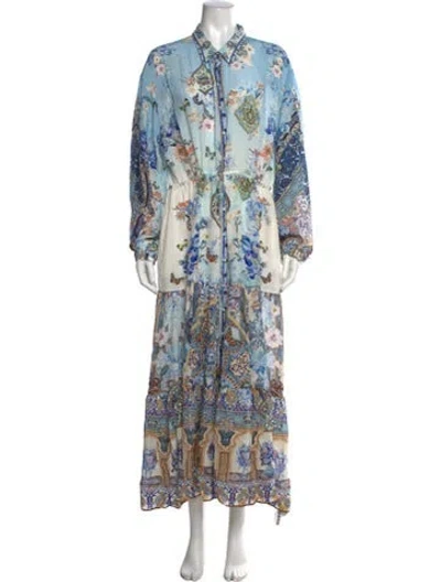 Pre-owned Camilla Silk Long Dress In Blue