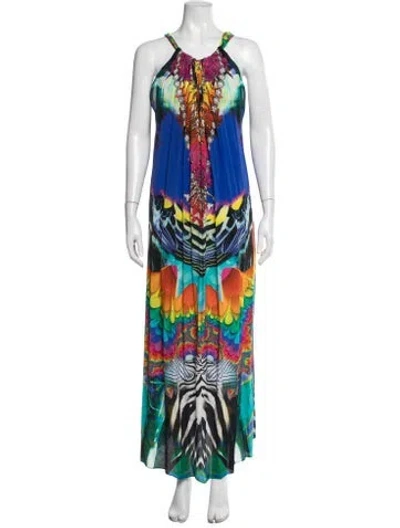 Pre-owned Camilla Silk Long Dress In Blue