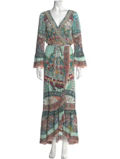 Pre-owned Camilla Silk Long Dress In Blue/neutrals