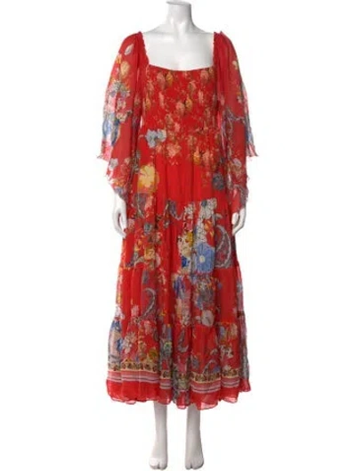 Pre-owned Camilla Silk Long Dress In Blue/red