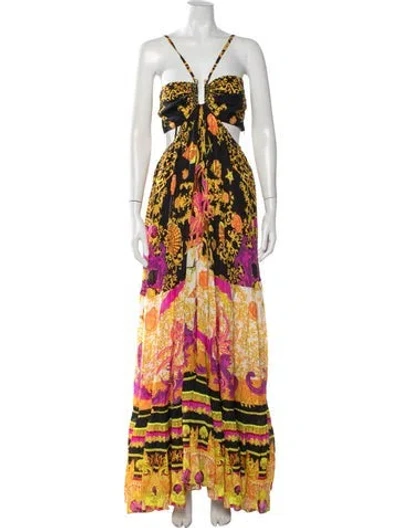 Pre-owned Camilla Silk Long Dress In Blue/yellow