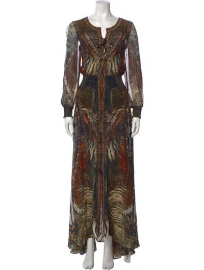 Pre-owned Camilla Silk Long Dress In Brown