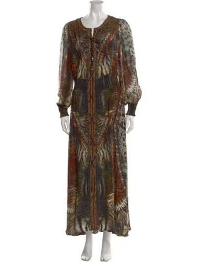 Pre-owned Camilla Silk Long Dress In Brown