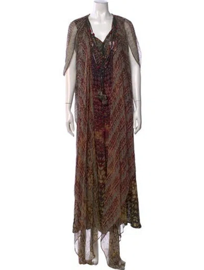Pre-owned Camilla Silk Long Dress In Brown