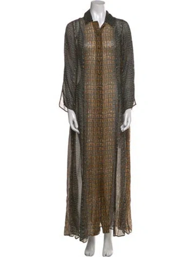 Pre-owned Camilla Silk Long Dress In Gray