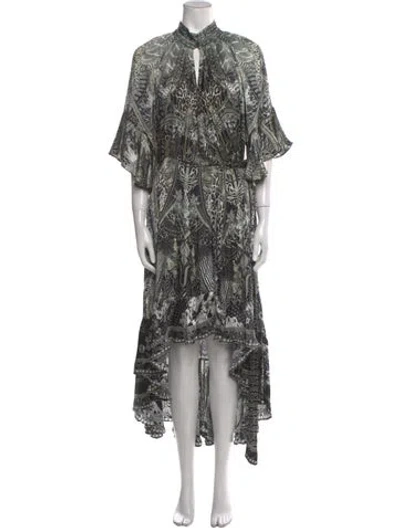 Pre-owned Camilla Silk Long Dress In Gray