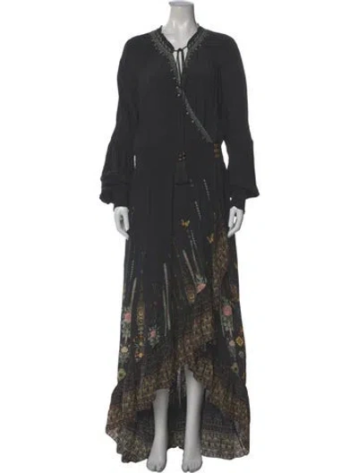 Pre-owned Camilla Silk Long Dress In Gray