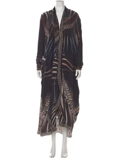 Pre-owned Camilla Silk Long Dress In Gray