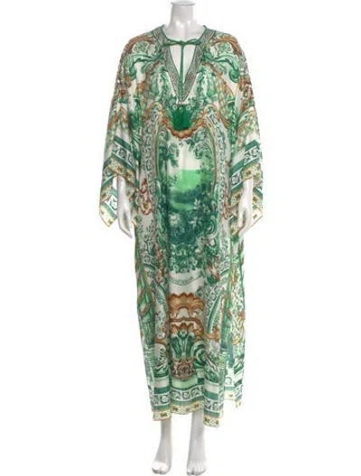 Pre-owned Camilla Silk Long Dress In Green