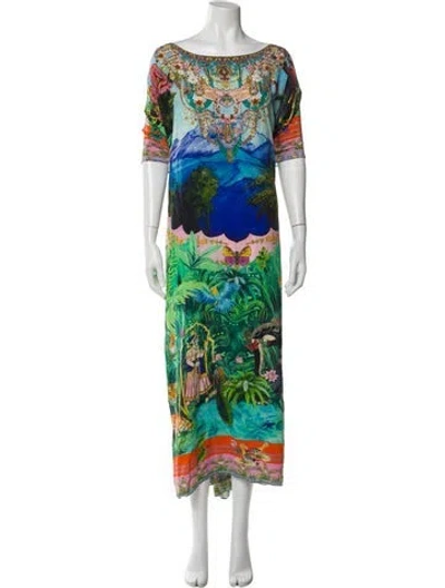 Pre-owned Camilla Silk Long Dress In Green