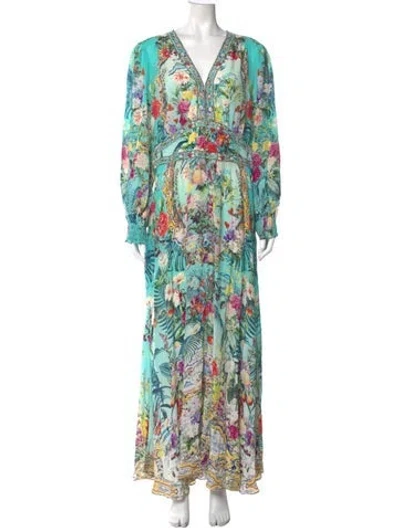 Pre-owned Camilla Silk Long Dress In Green
