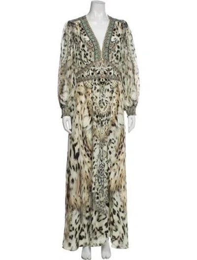 Pre-owned Camilla Silk Long Dress In Green