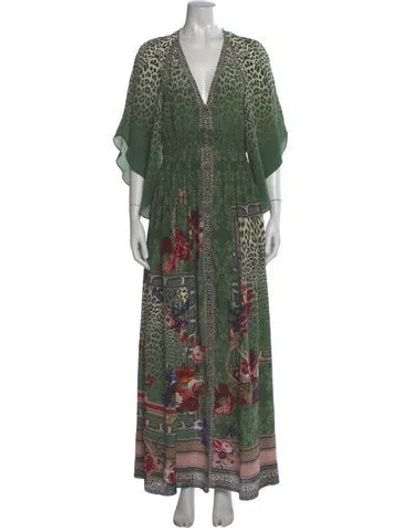 Pre-owned Camilla Silk Long Dress In Green