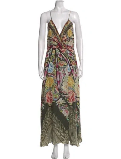Pre-owned Camilla Silk Long Dress In Green