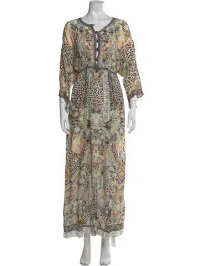 Pre-owned Camilla Silk Long Dress In Green