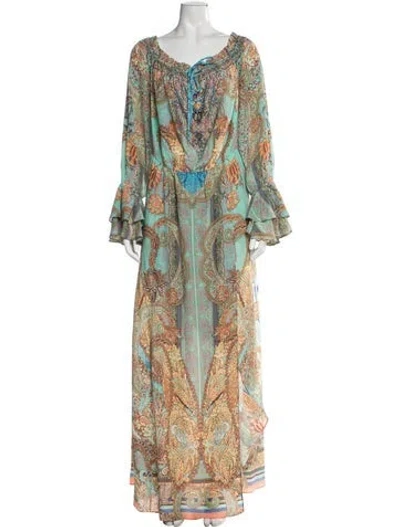 Pre-owned Camilla Silk Long Dress In Green