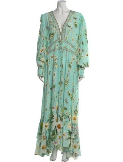 Pre-owned Camilla Silk Long Dress In Green