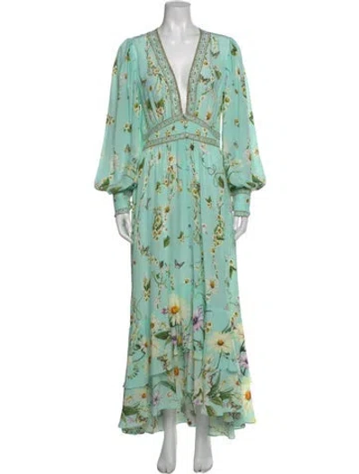Pre-owned Camilla Silk Long Dress In Green