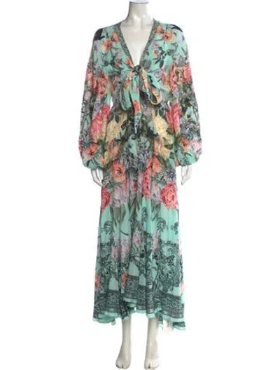 Pre-owned Camilla Silk Long Dress In Green