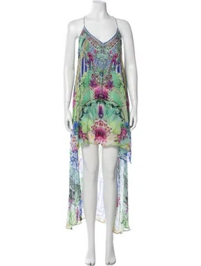 Pre-owned Camilla Silk Long Dress In Green