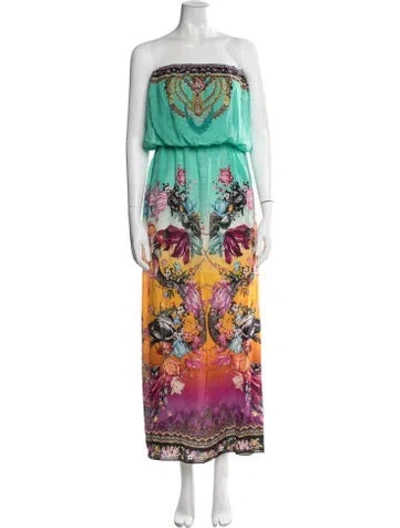 Pre-owned Camilla Silk Long Dress In Green