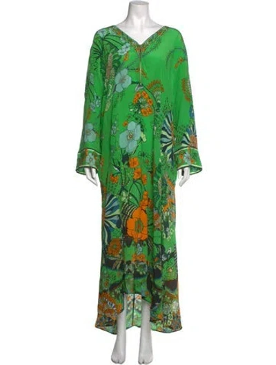 Pre-owned Camilla Silk Long Dress In Green