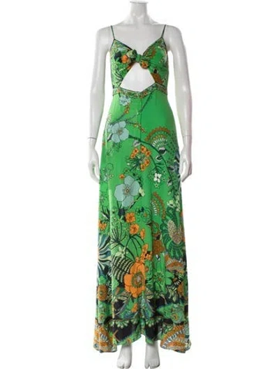 Pre-owned Camilla Silk Long Dress In Green