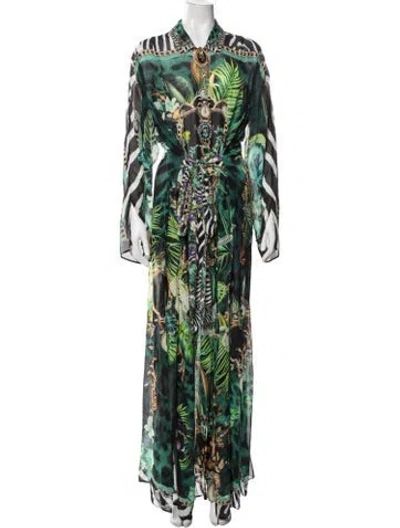 Pre-owned Camilla Silk Long Dress In Green