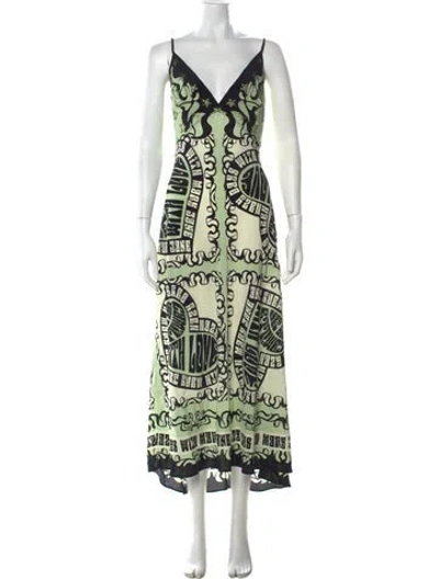 Pre-owned Camilla Silk Long Dress In Green
