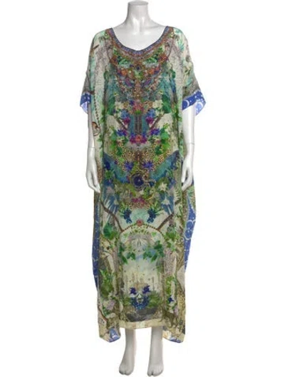 Pre-owned Camilla Silk Long Dress In Green