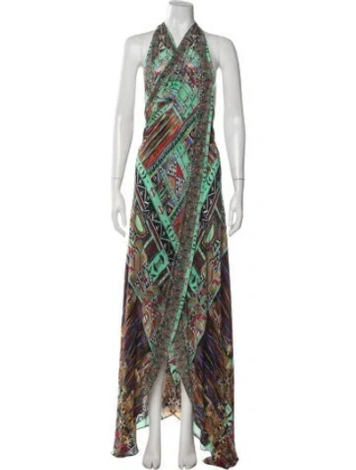Pre-owned Camilla Silk Long Dress In Green