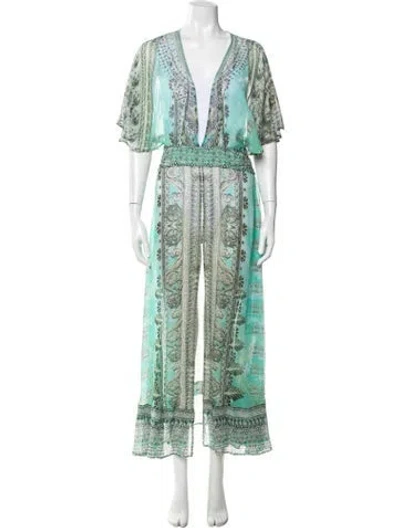 Pre-owned Camilla Silk Long Dress In Green
