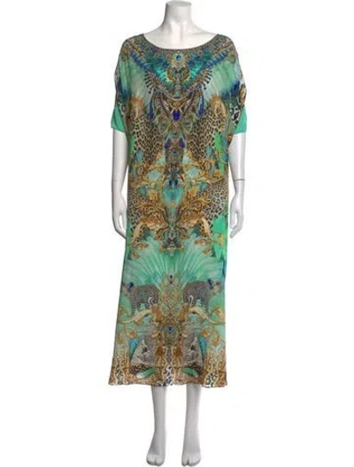 Pre-owned Camilla Silk Long Dress In Green