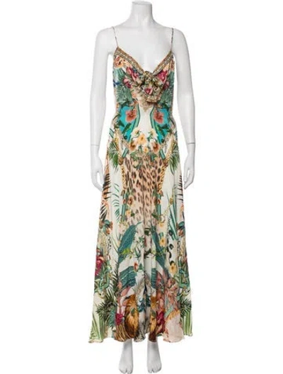 Pre-owned Camilla Silk Long Dress In Green