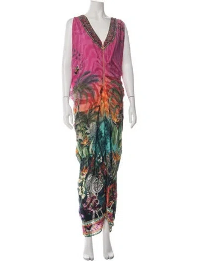 Pre-owned Camilla Silk Long Dress In Multicolor