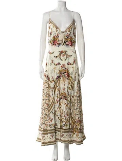 Pre-owned Camilla Silk Long Dress In Neutral