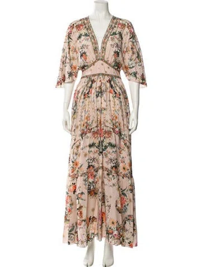 Pre-owned Camilla Silk Long Dress In Neutral