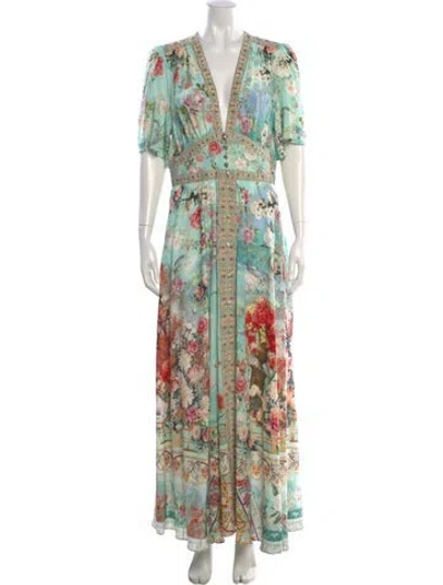 Pre-owned Camilla Silk Long Dress In Neutral