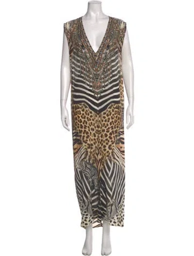 Pre-owned Camilla Silk Long Dress In Neutral