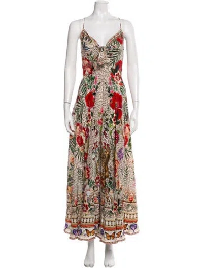 Pre-owned Camilla Silk Long Dress In Neutral