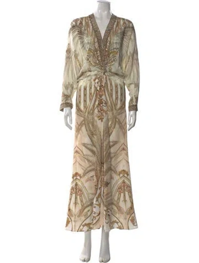 Pre-owned Camilla Silk Long Dress In Neutral
