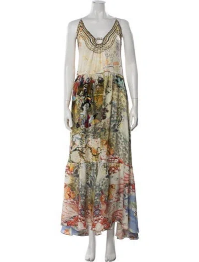 Pre-owned Camilla Silk Long Dress In Neutral