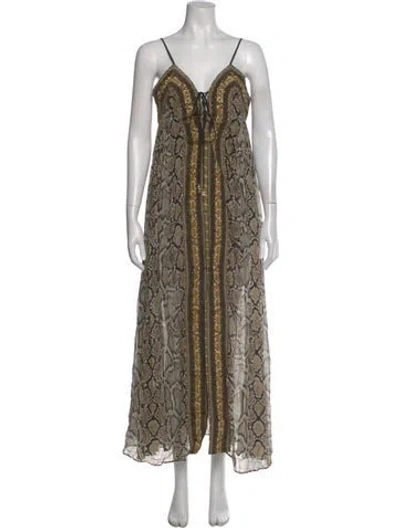 Pre-owned Camilla Silk Long Dress In Neutral