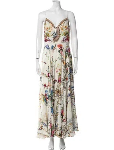 Pre-owned Camilla Silk Long Dress In Neutral