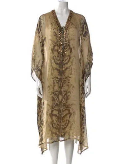 Pre-owned Camilla Silk Long Dress In Neutral
